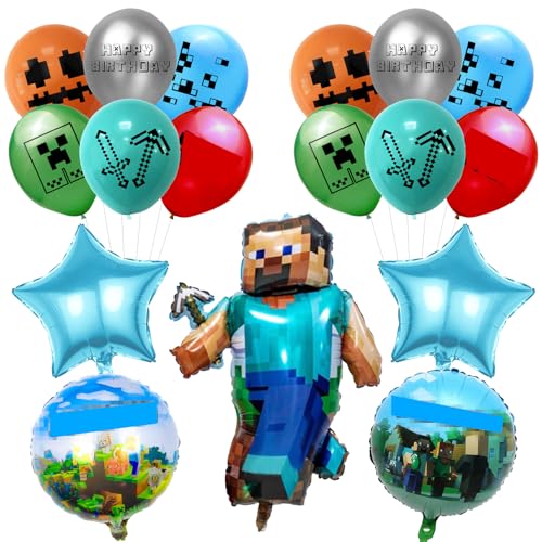 Hkyiowdp Luftballon Geburtstagsdeko, 17 Stück Geburtstagsdeko Folienballon und Latexballon Deko Geburtstag für Mädchen und Jungen Geburtstagsparty, Thema Party Luftballon von Hkyiowdp