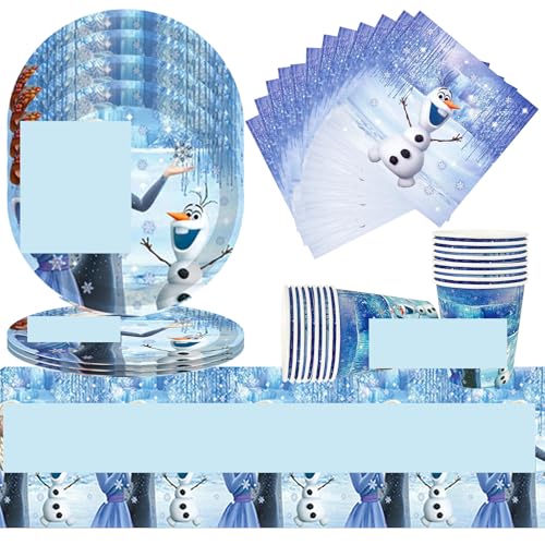Partygeschirr Set, 61 PCS Partygeschirr Kindergeburtstag Deko mit 1 Tischtuch, 20 Pappteller, 20 Servietten, 20 Becher Partygeschirr Satz für 20 Gäste von Hkyiowdp