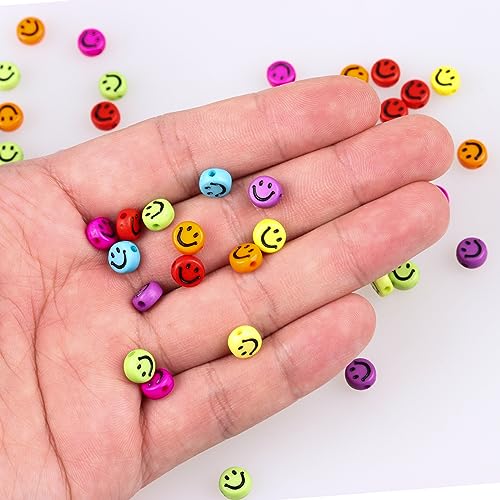 100 Stück Smiley-Perlen, 7 mm, gemischte Farben, Acryl, Happy Face, Abstandshalter, Perlen für Damen, Schmuckherstellung, Armband, Halskette 100 Stück Smiley-Perlen, 7 mm, gemischte Farben, Acryl, Happy Face, Abstandshalter, Perlen für Damen, Schmuckherstellung, Armband, Halskette von Hlawd