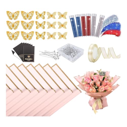 Hlennotor 1Set Blumen-Geschenkpapier, Wasserdichtes Blumenstrauß-Geschenkpapier, Blumen-Geschenkpapier für Blumensträuße, Rosa von Hlennotor