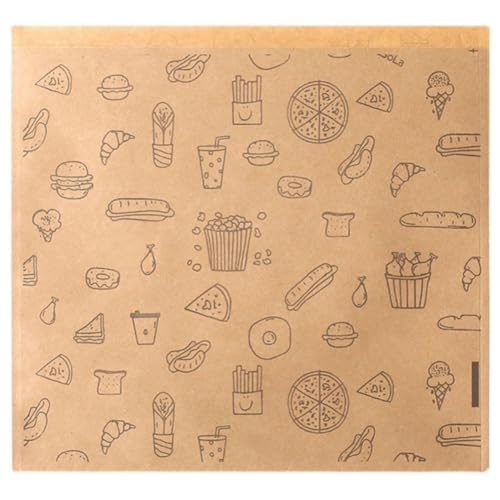 Hlennotor Burger Verpackungsbeutel Dessert Sandwich Backpapier 100pcs Fettreiche Papiertüten Idible Verpackung Küchenzubehör von Hlennotor