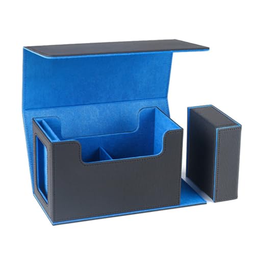 Hlennotor Kartenspielbox mit Sichtfenster, Kartenspielh¨¹lle mit W¨¹rfelfach, Kartenaufbewahrungsbox, 35pt Magnetischer Kartenhalter, Blau von Hlennotor