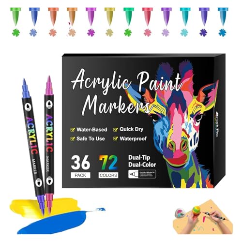 Beyonddraw Acrylfarben-Marker mit Doppelspitze, 24/48/72/120 Farben, Acryl-Marker für Holz, Leinwand, Felsmalerei, Glas, Keramikoberflächen, Bastelbedarf, 36 Stifte, 72 Farben Beyonddraw Acrylfarben-Marker mit Doppelspitze, 24/48/72/120 Farben, Acryl-Marker für Holz, Leinwand, Felsmalerei, Glas, Keramikoberflächen, Bastelbedarf, 36 Stifte, 72 Farben von Hliloy