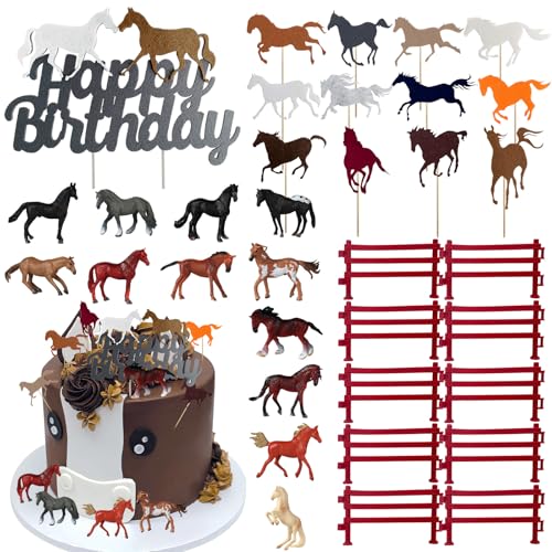 35 Stück Pferderennen-Kuchendekorationen, Pferde-Kuchenaufsätze, Kunststoff-Pferd-Cupcake-Topper, Zäune für Babyparty, Sport, Reitsport, Geburtstag, Motto-Party-Dekorationen 35 Stück Pferderennen-Kuchendekorationen, Pferde-Kuchenaufsätze, Kunststoff-Pferd-Cupcake-Topper, Zäune für Babyparty, Sport, Reitsport, Geburtstag, Motto-Party-Dekorationen von Hlimior