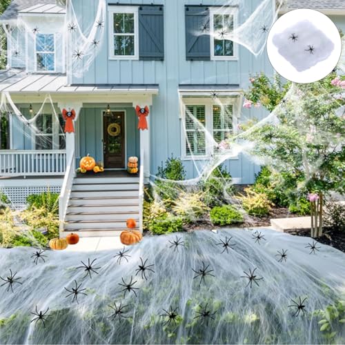 Halloween Deko Spinnennetz,Halloween Spinnennetz Dekoration,300g Dehnbare Spinnennetz Halloween Dekoration mit 60 künstlichen Spinnen Für Innen,Außen,Häuser,Garten,Spukhaus & Party Zubehör Halloween Deko Spinnennetz,Halloween Spinnennetz Dekoration,300g Dehnbare Spinnennetz Halloween Dekoration mit 60 künstlichen Spinnen Für Innen,Außen,Häuser,Garten,Spukhaus & Party Zubehör von Hmdylyh