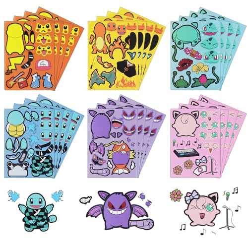 Aufkleber für Kinder, 24 Blätter Mini Cartoon Anime Stickers, Make-a-face Aufkleberbögen, DIY Gesichts Aufkleber Kinder, Festliche Partygeschenke Geburtstag sparty-Zubehör Tütenfüller Geschenke Aufkleber für Kinder, 24 Blätter Mini Cartoon Anime Stickers, Make-a-face Aufkleberbögen, DIY Gesichts Aufkleber Kinder, Festliche Partygeschenke Geburtstag sparty-Zubehör Tütenfüller Geschenke von Hmfmdy