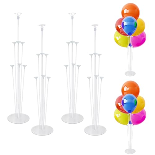 Hmfmdy Ballonständer-Kit für Tisch, 4 Set Wiederverwendbare Ballonstäbe Bodenständer und Halter, Luftballons Baumständer mit Basis für Hochzeit Geburtstag Babyparty Abschlussfeier Party Dekorationen von Hmfmdy