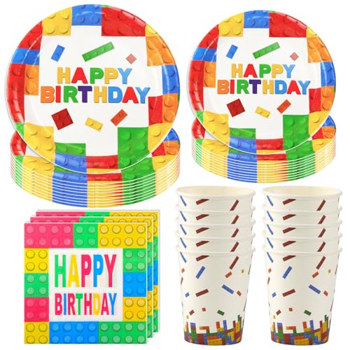 Hmfmdy Bausteine Partygeschirr Set, 50 Stück Bausteine Party Deko, Bausteine Geburtstag Geschirr Kit Mit Pappteller Becher Servietten, Party Geschirr Supplies für 10 Gäste Hmfmdy Bausteine Partygeschirr Set, 50 Stück Bausteine Party Deko, Bausteine Geburtstag Geschirr Kit Mit Pappteller Becher Servietten, Party Geschirr Supplies für 10 Gäste von Hmfmdy