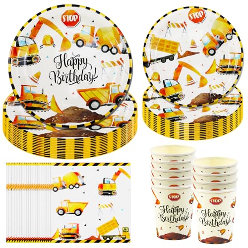Hmfmdy Baustelle Partygeschirr Set, 50 Stück Bagger Party Deko, KinderGeburtstag Geschirr Kit Mit Pappteller Becher Servietten, Party Geschirr Supplies für Birthday Jubiläum - 10 Gäste Hmfmdy Baustelle Partygeschirr Set, 50 Stück Bagger Party Deko, KinderGeburtstag Geschirr Kit Mit Pappteller Becher Servietten, Party Geschirr Supplies für Birthday Jubiläum - 10 Gäste von Hmfmdy