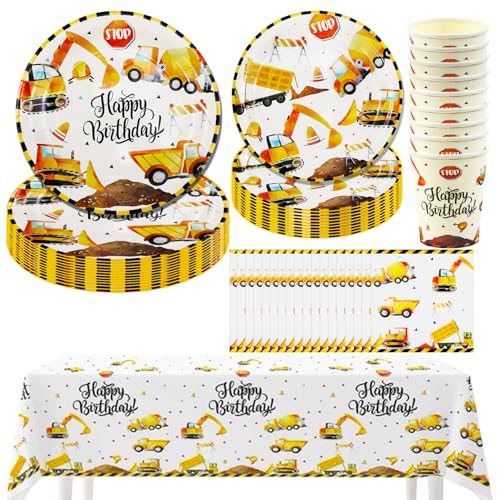 Hmfmdy Baustelle Partygeschirr Set, 51 Stück Baustelle Party Deko, Bagger Geburtstag Geschirr Kit Mit Pappteller Becher Servietten Tischdecke, KinderGeburtstag Party Deko Geschirr Supplies Hmfmdy Baustelle Partygeschirr Set, 51 Stück Baustelle Party Deko, Bagger Geburtstag Geschirr Kit Mit Pappteller Becher Servietten Tischdecke, KinderGeburtstag Party Deko Geschirr Supplies von Hmfmdy