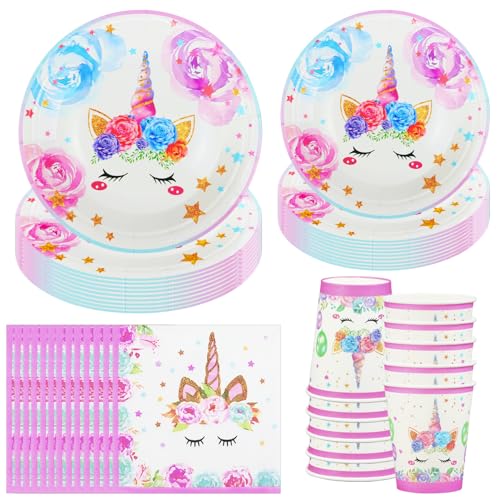 Hmfmdy Einhorn Partygeschirr Set, 50 Stück Einhorn Party Deko, Cartoon Kindergeburtstag Geschirr Kit Mit Pappteller Becher Servietten, Party Geschirr Supplies für Birthday Jubiläum - 10 Gäste Hmfmdy Einhorn Partygeschirr Set, 50 Stück Einhorn Party Deko, Cartoon Kindergeburtstag Geschirr Kit Mit Pappteller Becher Servietten, Party Geschirr Supplies für Birthday Jubiläum - 10 Gäste von Hmfmdy