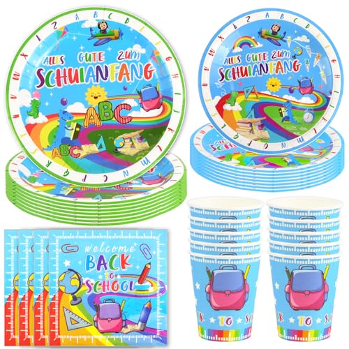 Hmfmdy Einschulung Partygeschirr Set, 50 Stück Schulanfang Party Deko, Schulstart Geburtstag Geschirr Kit, Schuleinführung Pappteller Becher Servietten, Kinder Schulkind Party Geschirr - 10 Gäste Hmfmdy Einschulung Partygeschirr Set, 50 Stück Schulanfang Party Deko, Schulstart Geburtstag Geschirr Kit, Schuleinführung Pappteller Becher Servietten, Kinder Schulkind Party Geschirr - 10 Gäste von Hmfmdy