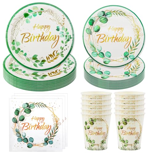 Hmfmdy Eukalyptus Partygeschirr Set, 50Stück Party Deko, Geburtstag Geschirr Kit Mit Pappteller Becher Servietten, Party Geschirr Supplies für Verlobung, Mädchen, Junge, Babyparty, Hochzeit 10 Gäste Hmfmdy Eukalyptus Partygeschirr Set, 50Stück Party Deko, Geburtstag Geschirr Kit Mit Pappteller Becher Servietten, Party Geschirr Supplies für Verlobung, Mädchen, Junge, Babyparty, Hochzeit 10 Gäste von Hmfmdy
