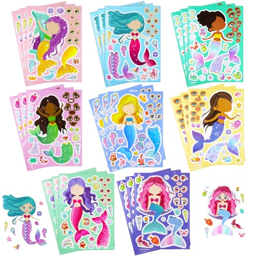 Hmfmdy Meerjungfrau Aufkleber für Kinder, 24 Blätter Meerjungfrau Stickers for Kids, DIY Gesichts Aufkleber Kinder, für Festliche Partygeschenke Geburtstagsparty-Zubehör Tütenfüller Geschenke Hmfmdy Meerjungfrau Aufkleber für Kinder, 24 Blätter Meerjungfrau Stickers for Kids, DIY Gesichts Aufkleber Kinder, für Festliche Partygeschenke Geburtstagsparty-Zubehör Tütenfüller Geschenke von Hmfmdy