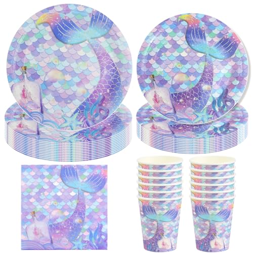 Hmfmdy Meerjungfrau Partygeschirr Set, 50 Stück Meerjungfrau Kinder Party Deko, Meerjungfrauen Schwanz Besteck Kindergeburtstag Party Geschirr Supplies Kit, Mit Pappteller Becher Servietten 10 Gäste Hmfmdy Meerjungfrau Partygeschirr Set, 50 Stück Meerjungfrau Kinder Party Deko, Meerjungfrauen Schwanz Besteck Kindergeburtstag Party Geschirr Supplies Kit, Mit Pappteller Becher Servietten 10 Gäste von Hmfmdy