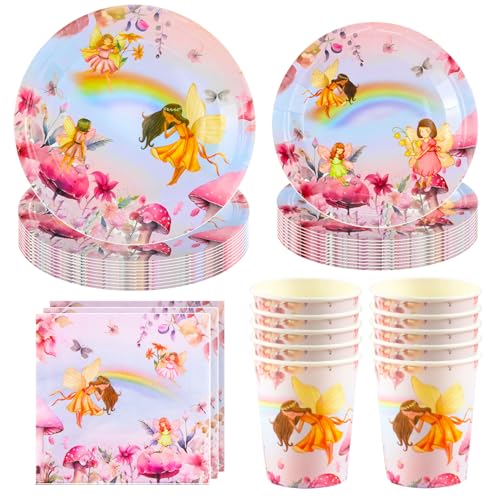 Hmfmdy Schmetterling Fee Partygeschirr Set, 50Stück Mädchen Feen Party Deko, Geburtstag Geschirr Kit Mit Pappteller Becher Servietten, Bunt Schmetterling Party Geschirr Supplies für Mädchen 10 Gäste Hmfmdy Schmetterling Fee Partygeschirr Set, 50Stück Mädchen Feen Party Deko, Geburtstag Geschirr Kit Mit Pappteller Becher Servietten, Bunt Schmetterling Party Geschirr Supplies für Mädchen 10 Gäste von Hmfmdy