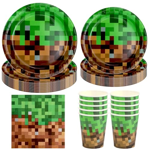 Hmfmdy Spiel Partygeschirr Set, 50 Stück Videospiele Kinder Party Deko, Videospiele Besteck Kindergeburtstag Party Geschirr Supplies Kits, Mit Pappteller Becher Servietten für 10 Gäste Hmfmdy Spiel Partygeschirr Set, 50 Stück Videospiele Kinder Party Deko, Videospiele Besteck Kindergeburtstag Party Geschirr Supplies Kits, Mit Pappteller Becher Servietten für 10 Gäste von Hmfmdy