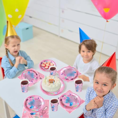 Hmfmdy Stitch Partygeschirr Set, 51Stück Kindergeburtstag Geschirr Set, Kindergeburtstag Deko Party Supplies, Pappteller, Pappbecher, Papierservietten, Tischtücher, Party Geschirr für 10 Gäste Hmfmdy Stitch Partygeschirr Set, 51Stück Kindergeburtstag Geschirr Set, Kindergeburtstag Deko Party Supplies, Pappteller, Pappbecher, Papierservietten, Tischtücher, Party Geschirr für 10 Gäste von Hmfmdy