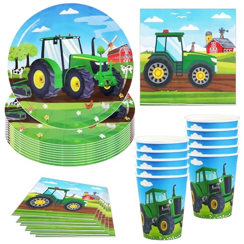 Hmfmdy Traktor Partygeschirr Set, 40 Stück Party Deko, Geburtstag Geschirr Kit Mit Pappteller Becher Servietten, Party Geschirr Supplies für Verlobung, Mädchen, Junge, Babyparty, Hochzeit 10 Gäste Hmfmdy Traktor Partygeschirr Set, 40 Stück Party Deko, Geburtstag Geschirr Kit Mit Pappteller Becher Servietten, Party Geschirr Supplies für Verlobung, Mädchen, Junge, Babyparty, Hochzeit 10 Gäste von Hmfmdy
