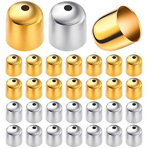 100 Stück Kordel-Endkappen aus Metall, zum Einkleben, Leder, Quastenkappen, Verschlüsse, Kordelenden, Verbinder für DIY-Armband, Halskette, Handwerk, Schmuckherstellung, goldfarben und silberfarben 100 Stück Kordel-Endkappen aus Metall, zum Einkleben, Leder, Quastenkappen, Verschlüsse, Kordelenden, Verbinder für DIY-Armband, Halskette, Handwerk, Schmuckherstellung, goldfarben und silberfarben von Hmjpng
