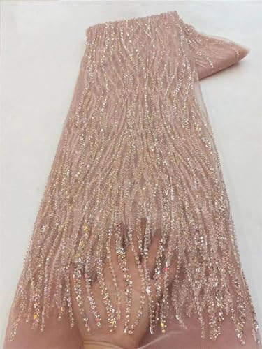 Afrikanischer Pailletten-Spitzenstoff, nigerianischer Perlenstoff für Hochzeitskleid, Material: 120 cm, 4,5 m #LY5989-2 Afrikanischer Pailletten-Spitzenstoff, nigerianischer Perlenstoff für Hochzeitskleid, Material: 120 cm, 4,5 m #LY5989-2 von Hndudnff