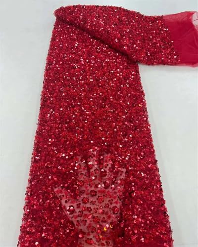 Afrikanischer Spitzenstoff, Pailletten, Netzstoff, Perlen für Hochzeit, Material, 5 m, 4,5 m Afrikanischer Spitzenstoff, Pailletten, Netzstoff, Perlen für Hochzeit, Material, 5 m, 4,5 m von Hndudnff