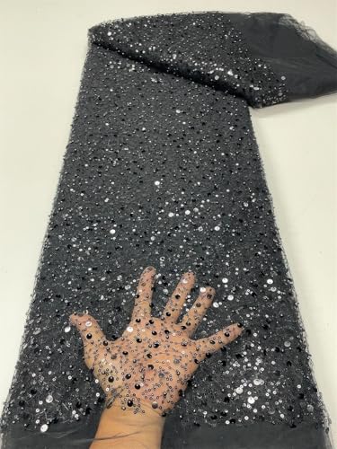 Afrikanischer Spitzenstoff, bestickter Stoff mit Pailletten, Nigeria, Party-Nähmaterial, 6 x 4,5 m von Hndudnff