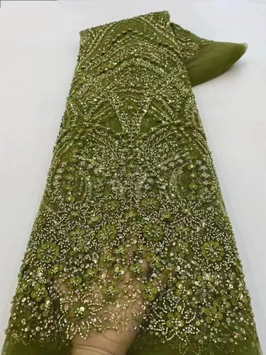 Kleiner Blumenperlenstoff, nigerianische Pailletten, Netzstoff, Spitzenstoff für Hochzeitskleider, 9 2,5 Meter von Hndudnff