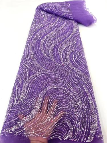 LY3879-3 Afrikanischer Tüll-Spitzenstoff für Abendkleid, 120 cm, 5 Yards von Hndudnff