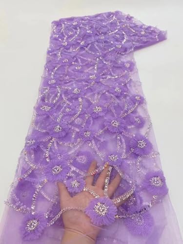 Netzspitze mit Pailletten, afrikanischer Spitzenstoff, nigerianischer französischer Tüll-Spitzenstoff für Hochzeit, 2,5 m von Hndudnff