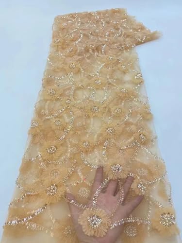 Netzspitze mit Pailletten, afrikanischer Spitzenstoff, nigerianischer französischer Tüll-Spitzenstoff für Hochzeit, 2 x 2,5 m von Hndudnff
