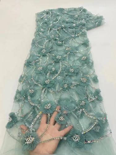 Netzspitze mit Pailletten, afrikanischer Spitzenstoff, nigerianischer französischer Tüll-Spitzenstoff für Hochzeit, 4 x 2,5 m Netzspitze mit Pailletten, afrikanischer Spitzenstoff, nigerianischer französischer Tüll-Spitzenstoff für Hochzeit, 4 x 2,5 m von Hndudnff