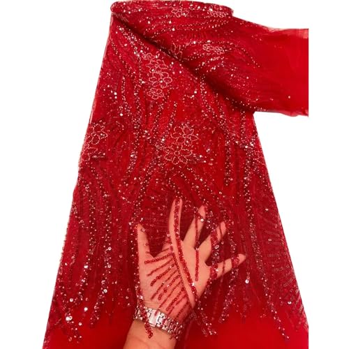 Pailletten-Spitzenstoff, Stickerei, afrikanischer Spitzenstoff, Hochzeitsnähmaterial, 2,2 m, 5 x 2,5 m von Hndudnff