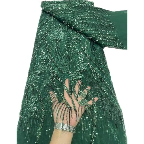 Pailletten-Spitzenstoff, Stickerei, afrikanischer Spitzenstoff, Hochzeitsnähmaterial, 2,5 m, 1 2,5 m von Hndudnff