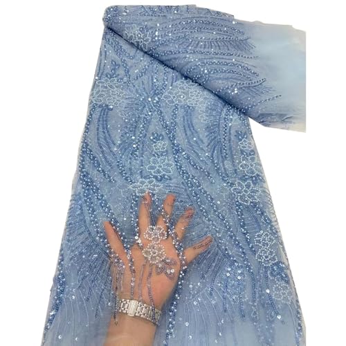 Pailletten-Spitzenstoff, Stickerei, afrikanischer Spitzenstoff, Hochzeitsnähmaterial, 2,5 m, 6 x 2,2 m von Hndudnff
