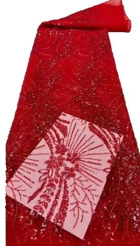 Pailletten-Spitzenstoff, afrikanische Stickerei, Perlen-Netzstoff für Hochzeitsparty, Kleid, 4,5 m, 4,5 m von Hndudnff
