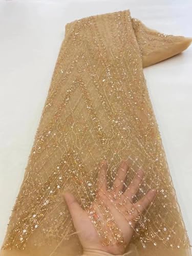 Pailletten-Spitzenstoff für Bräutigam, Tüll, Spitze, Stickerei, nigerianische Spitze, 2 x 2,5 m von Hndudnff