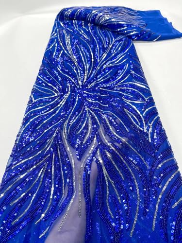Tüllspitze für Brautkleid, nigerianische Netzspitze mit Pailletten, 4,5 m, 6 4,5 m Tüllspitze für Brautkleid, nigerianische Netzspitze mit Pailletten, 4,5 m, 6 4,5 m von Hndudnff