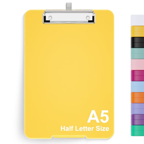 Hnogri A5 Klemmbrett mit Lagerung, 6 x 9'' faltbar, Kunststoff, A5, Schwarz, Weiß, Grün, Blau, Stahlclip, 80 Blätter von Hnogri