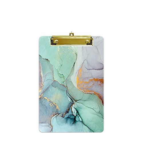 Hnogri Kleines Kunststoff-Klemmbrett, Modedesign A5-Größe Memo-Klemmbretter für Studenten, Kinder, Frauen, Büro, Schule, Clip mit niedrigem Profil, Mini-Klemmbrett Größe 6 "x 9", Grüner Marmor Hnogri Kleines Kunststoff-Klemmbrett, Modedesign A5-Größe Memo-Klemmbretter für Studenten, Kinder, Frauen, Büro, Schule, Clip mit niedrigem Profil, Mini-Klemmbrett Größe 6 "x 9", Grüner Marmor von Hnogri