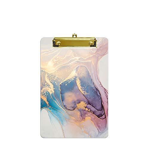 Hnogri Kleines Kunststoff-Klemmbrett, Modedesign A5-Größe Memo-Klemmbretter für Studenten, Kinder, Frauen, Büro, Schule, Clip mit niedrigem Profil, Mini-Klemmbrett Größe 6 "x 9", Pink Gold Marmor Hnogri Kleines Kunststoff-Klemmbrett, Modedesign A5-Größe Memo-Klemmbretter für Studenten, Kinder, Frauen, Büro, Schule, Clip mit niedrigem Profil, Mini-Klemmbrett Größe 6 "x 9", Pink Gold Marmor von Hnogri