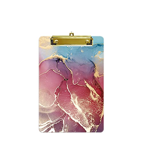Hnogri Kleines Kunststoff-Klemmbrett, Modedesign A5-Größe Memo-Klemmbretter für Studenten, Kinder, Frauen, Büro, Schule, Clip mit niedrigem Profil, Mini-Klemmbrett Größe 6 "x 9", Roter Marmor Hnogri Kleines Kunststoff-Klemmbrett, Modedesign A5-Größe Memo-Klemmbretter für Studenten, Kinder, Frauen, Büro, Schule, Clip mit niedrigem Profil, Mini-Klemmbrett Größe 6 "x 9", Roter Marmor von Hnogri