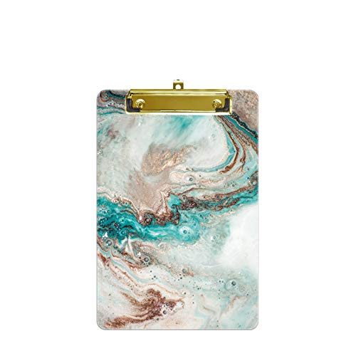 Hnogri Kleines Kunststoff-Klemmbrett, Modedesign A5-Größe Memo-Klemmbretter für Studenten, Kinder, Frauen, Büro, Schule, Clip mit niedrigem Profil, Mini-Klemmbrett Größe 6 "x 9", Smaragd-Marmor Hnogri Kleines Kunststoff-Klemmbrett, Modedesign A5-Größe Memo-Klemmbretter für Studenten, Kinder, Frauen, Büro, Schule, Clip mit niedrigem Profil, Mini-Klemmbrett Größe 6 "x 9", Smaragd-Marmor von Hnogri