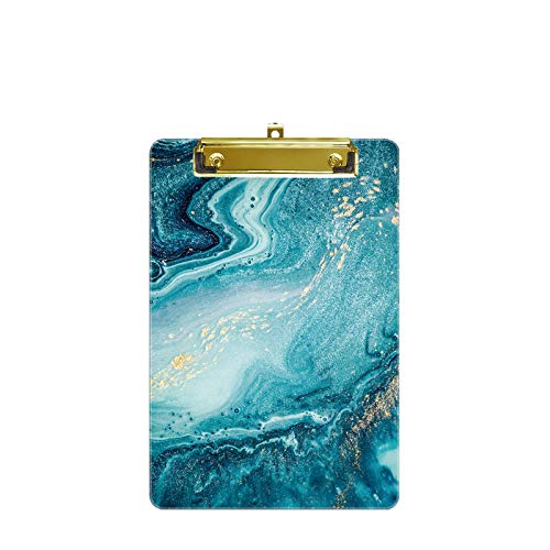 Hnogri Kleines Kunststoff-Klemmbrett, Modedesign A5-Größe Memo-Klemmbretter für Studenten, Kinder, Frauen, Büro, Schule, Clip mit niedrigem Profil, Mini-Klemmbrett Größe 6 "x 9", blaugrüner Marmor Hnogri Kleines Kunststoff-Klemmbrett, Modedesign A5-Größe Memo-Klemmbretter für Studenten, Kinder, Frauen, Büro, Schule, Clip mit niedrigem Profil, Mini-Klemmbrett Größe 6 "x 9", blaugrüner Marmor von Hnogri
