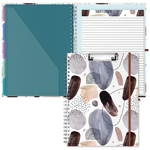 Hnogri Klemmbrett Folio mit nachfüllbarem linierten Notizblock, Klemmbretter mit 5 A4-Ordnern Lagerung 10 Taschen, Spirale Clip Board Portfolio, Größe 12,8 "x 9,7", Bürobedarf, Schulbedarf. von Hnogri