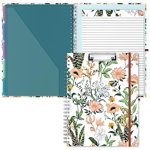 Hnogri Klemmbrett Folio mit nachfüllbarem linierten Notizblock, Klemmbretter mit 5 A4-Ordnern Lagerung 10 Taschen, Spirale Clip Board Portfolio, Größe 12,8 "x 9,7", Bürobedarf, Schulbedarf. von Hnogri