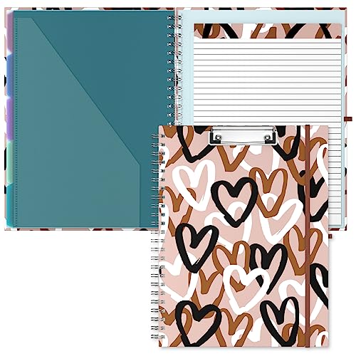 Hnogri Klemmbrett Folio mit nachfüllbarem linierten Notizblock, Klemmbretter mit 5 A4-Ordnern Lagerung 10 Taschen, Spirale Clip Board Portfolio, Größe 12,8 "x 9,7", Bürobedarf, Schulbedarf. von Hnogri