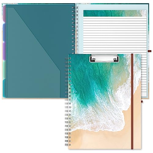 Hnogri Klemmbrett Folio mit nachfüllbarem linierten Notizblock, Klemmbretter mit 5 A4-Ordnern Lagerung 10 Taschen, Spirale Clip Board Portfolio, Größe 12,8 "x 9,7", Bürobedarf, Schulbedarf. von Hnogri