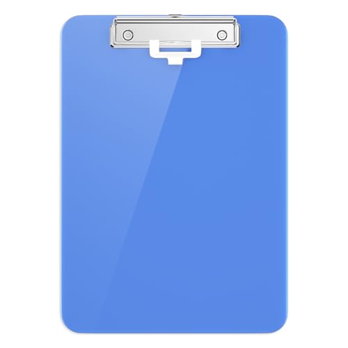 Hnogri Kunststoff-Klemmbrett, Standard A4 Letter Size Klemmbretter für Studenten, Büro und Frauen, Zwischenablage mit Stifthalter und Low Profile Clip, Größe 12,5 x 9 Zoll, (Blau) von Hnogri