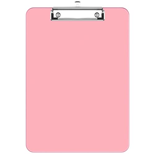 Hnogri Kunststoff-Klemmbrett, Standard A4 Letter Size Klemmbretter für Studenten, Büro und Frauen, Zwischenablage mit Stifthalter und Low Profile Clip, Größe 12,5 x 9 Zoll, (Rosa) von Hnogri